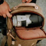 Brown Backpack with Camera